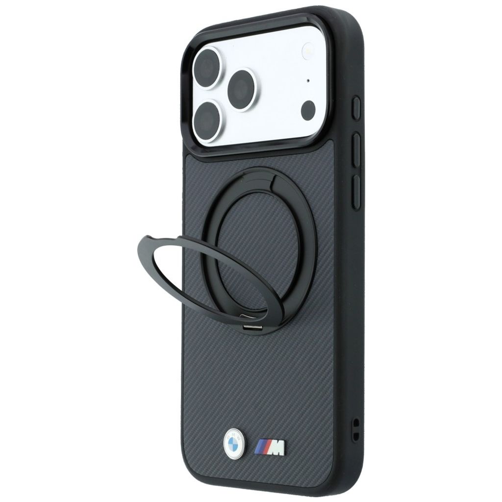 BMW Kevlar Ring Stand 360 MagSafe -kuori till iPhone 18 Pro/17 Pro - Harmaa
