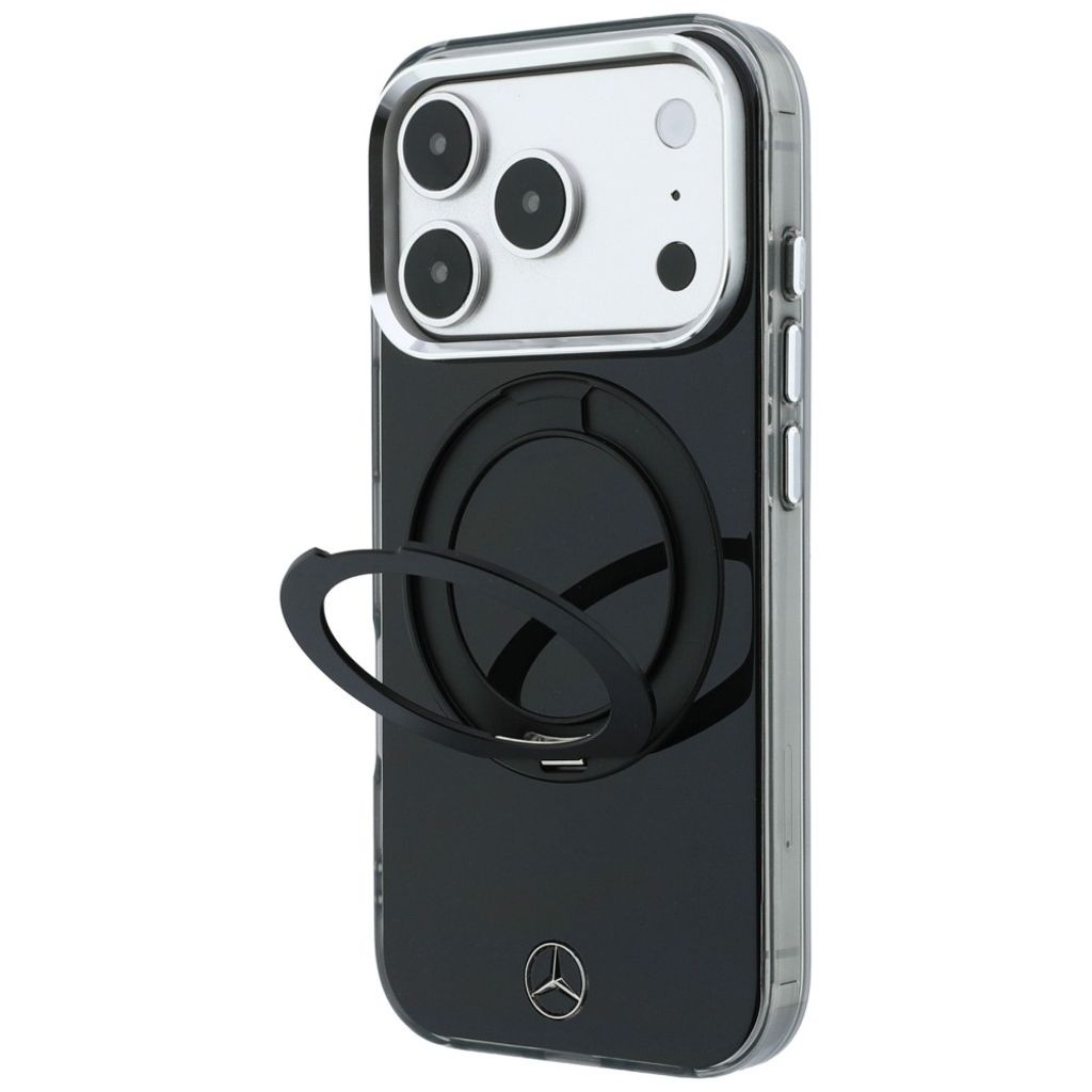 Mercedes Ring Stand Iconic Logo MagSafe -kuori till iPhone 18 Pro/17 Pro - Musta