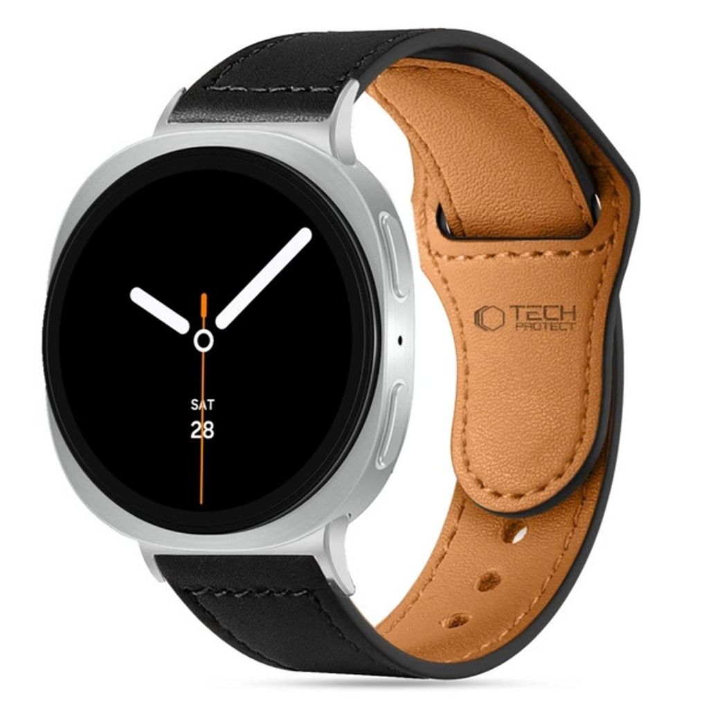 Tech-Protect Leatherfit Klockarmband Samsung Galaxy Watch 8 / 8 Classic - Svart