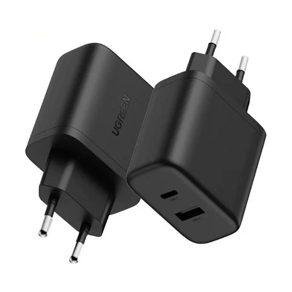 Ugreen X227 20W GaN-vegglader med USB-A og USB-C – svart