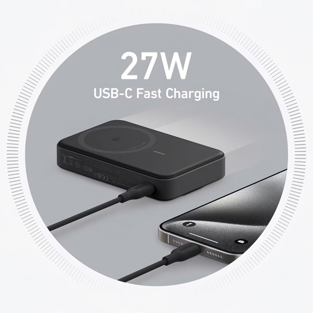 Anker MagGo 10000 mAh Magnetisk Powerbank 27W - Sort