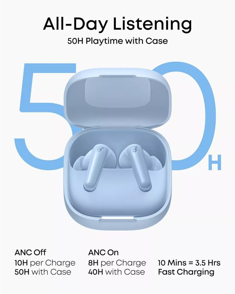 Anker Soundcore R60i trådløse in-ear ANC høretelefoner – blå