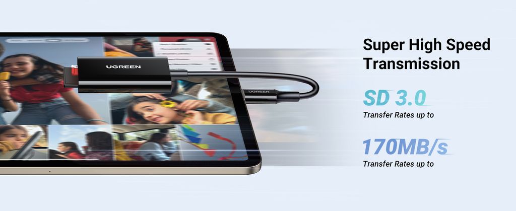 Ugreen CM265 USB-C-kortinlukija SD/microSD/TF – musta