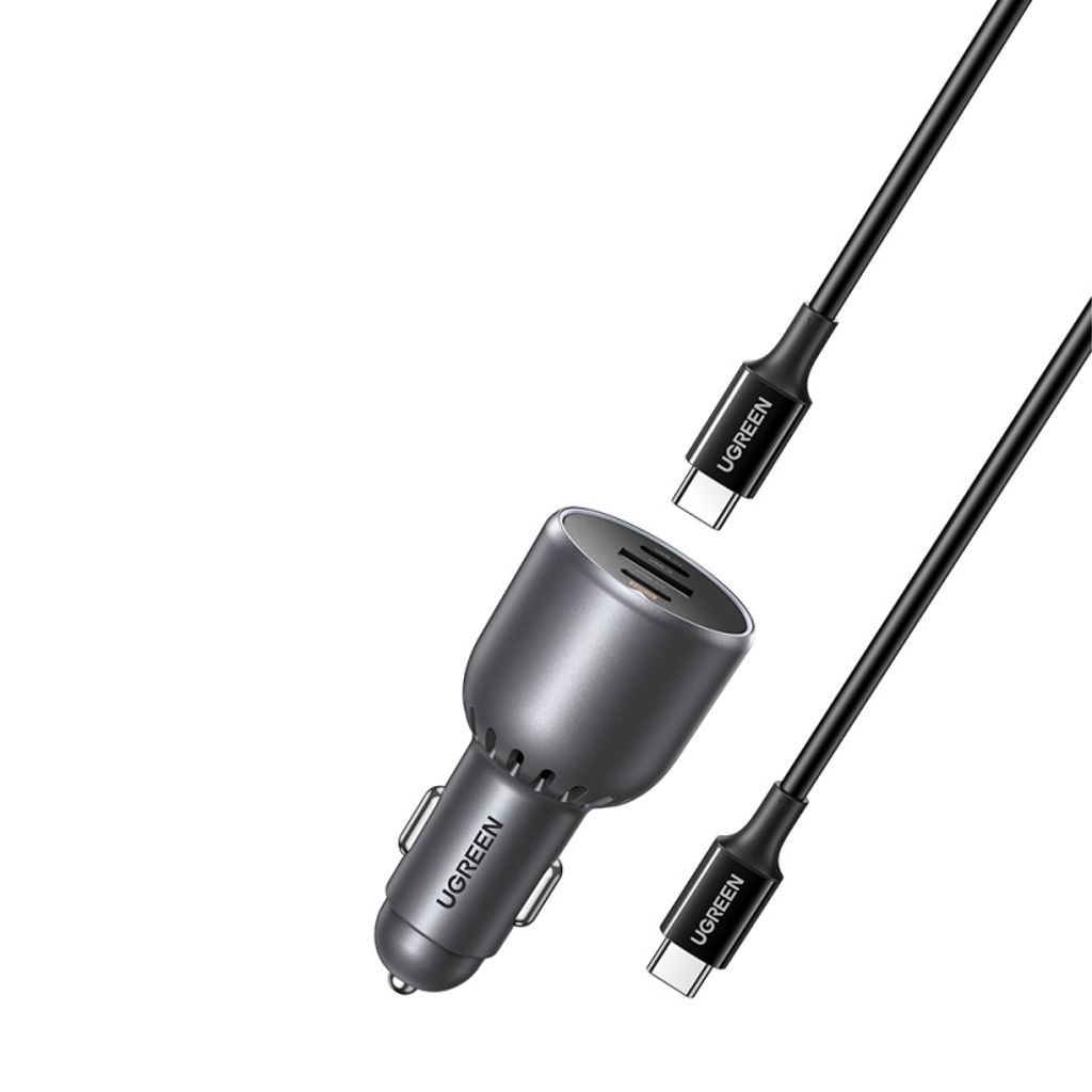 UGREEN EC705 130W autolaturi – 2x USB-C + 1x USB-A USB-C-kaapelilla