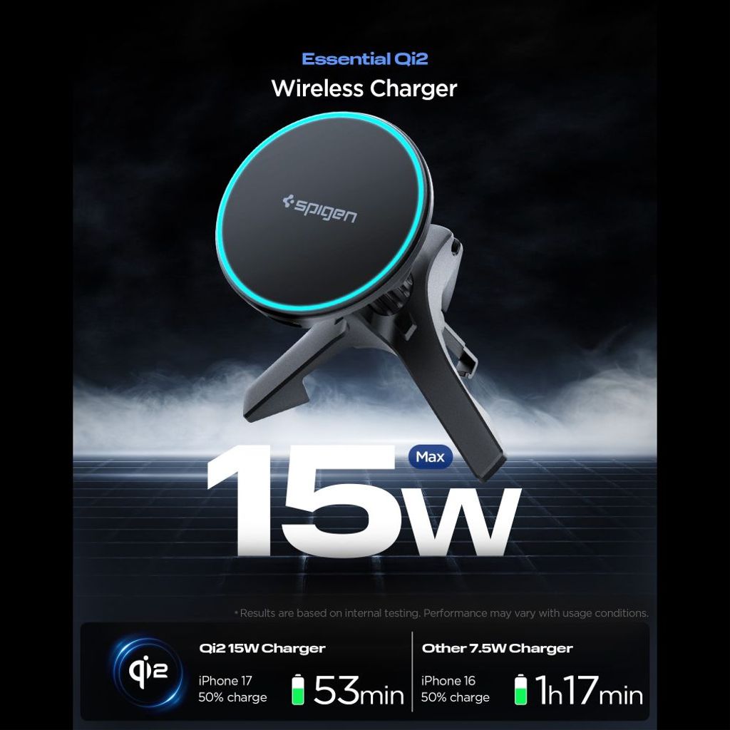 Spigen EV15MAQ Essential Qi2 MagSafe Telefonhållare Bil – Svart