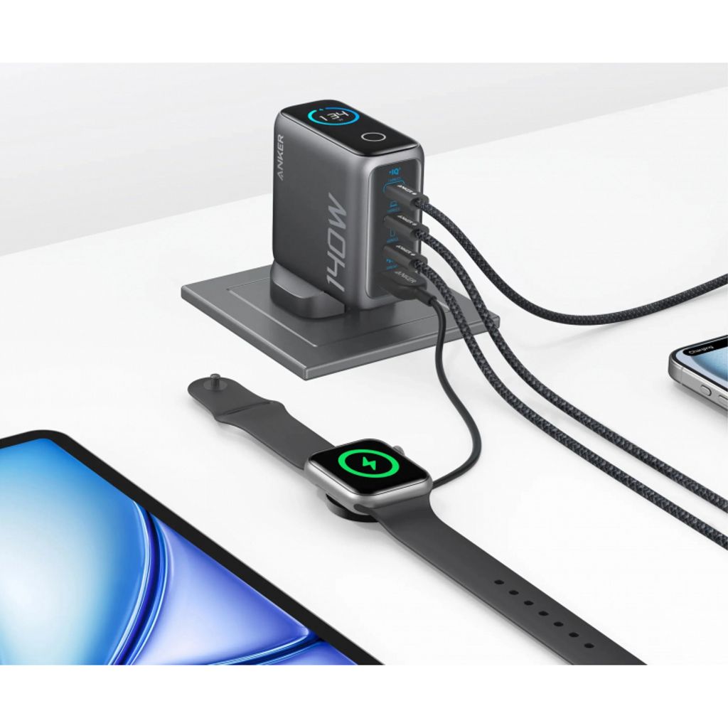 Anker Zolo 140W vegglader – 3 x USB-C + 1 x USB-A med USB-C-kabel – svart
