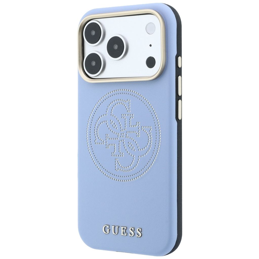 Guess Perforated 4G Gold Logo Magsafe -kuori iPhone 18 Pro Max:lle - Vaaleansininen