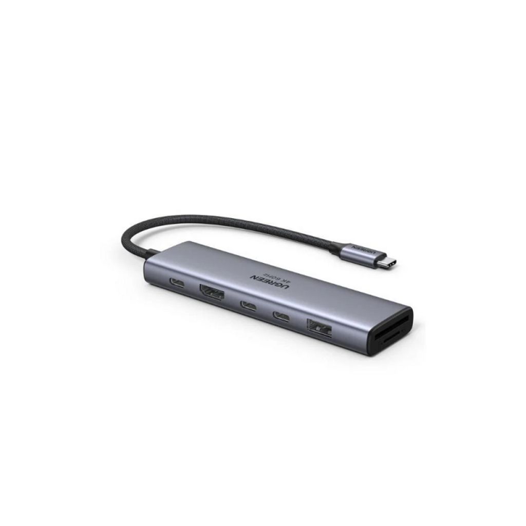 UGREEN USB-C-keskitin 1x USB-A/3x USB-C/1x HDMI/1x SD/1x microSD - Harmaa