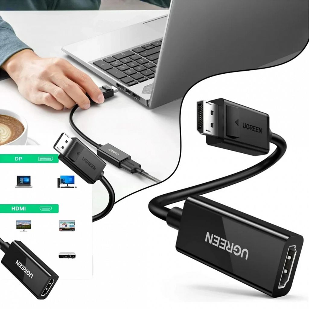 UGREEN MM137 videoadapter DisplayPort till HDMI 4K – svart