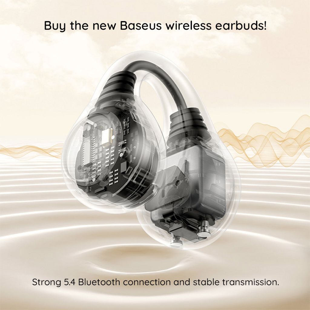 Baseus Bass 15 Clip trådlösa hörlurar Open-ear – vit