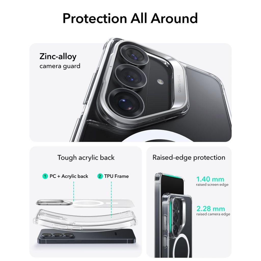 ESR Classic Hybrid Kickstand MagSafe Cover til Samsung Galaxy S26 - Gennemsigtig