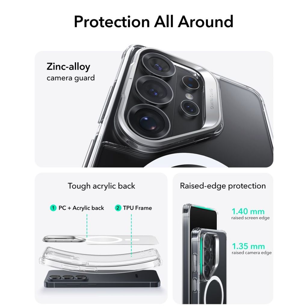 ESR Classic Hybrid Kickstand MagSafe Cover til Samsung Galaxy S26 Ultra - Gennemsigtig