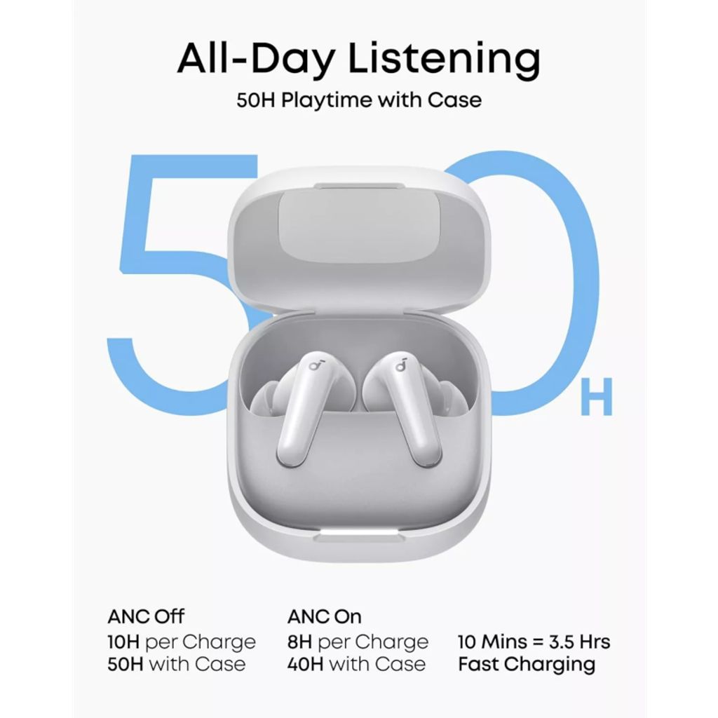 Anker Soundcore R60i trådløse in-ear ANC høretelefoner - hvide