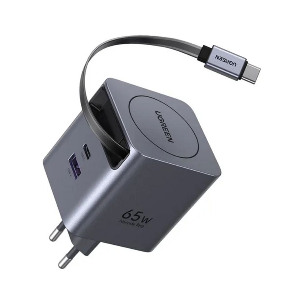 UGREEN Väggladdare X615 65W, 3A, USB-A/USB-C med USB-C-kabel - Grå