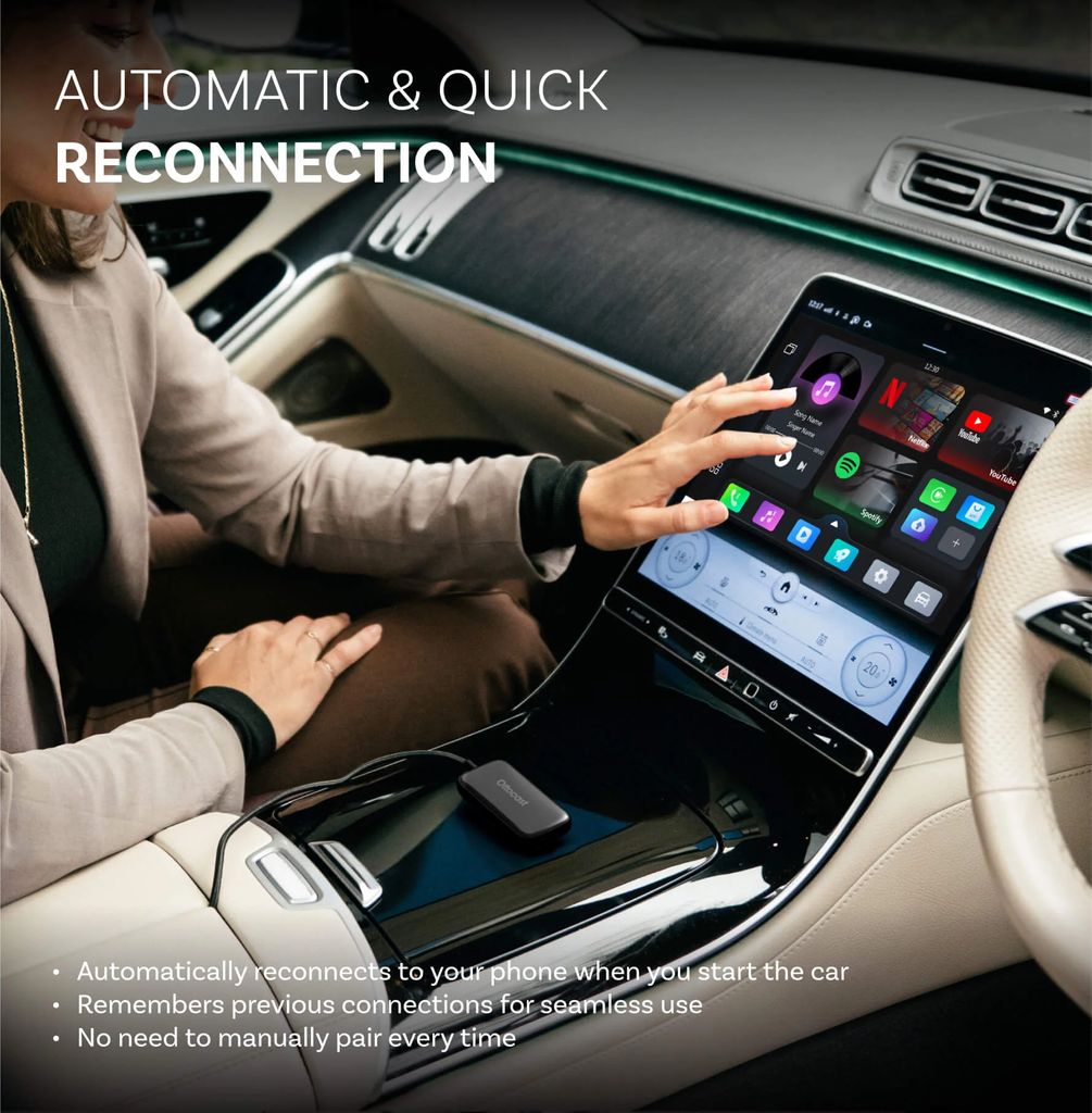 Ottocast Play2Video Ultra trådløs CarPlay/Android Auto-adapter - sort