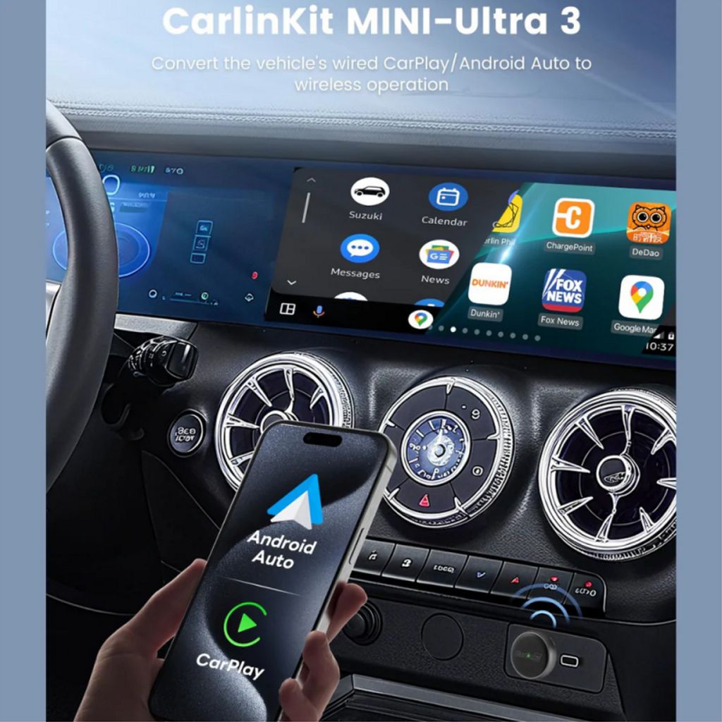 Carlinkit Wireless Carplay / Android Auto Adapter Mini Ultra3 – Svart