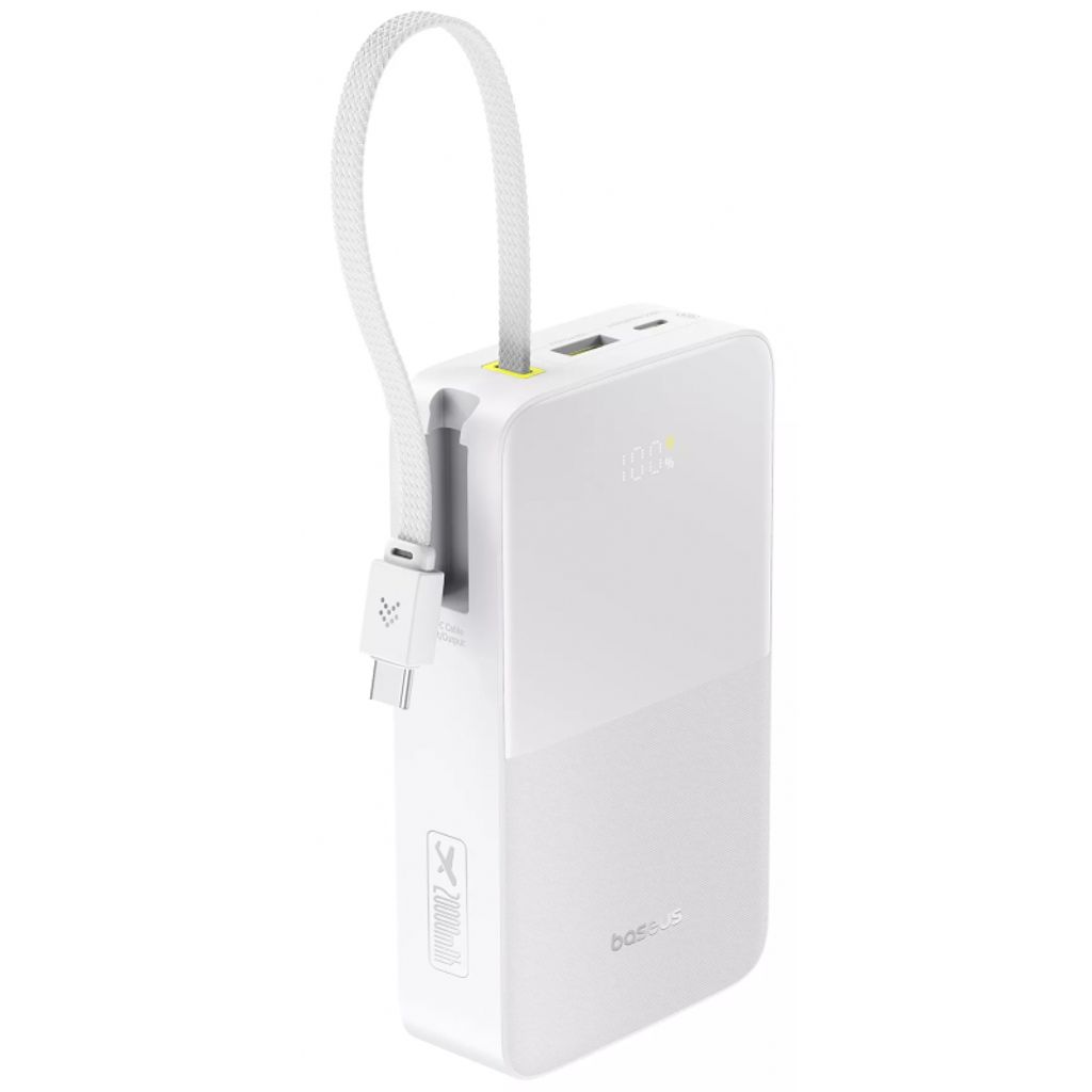 Baseus EnerFill Bipow2 Pro Powerbank 30000mAh QC+PD med USB-C-kabel - Hvit