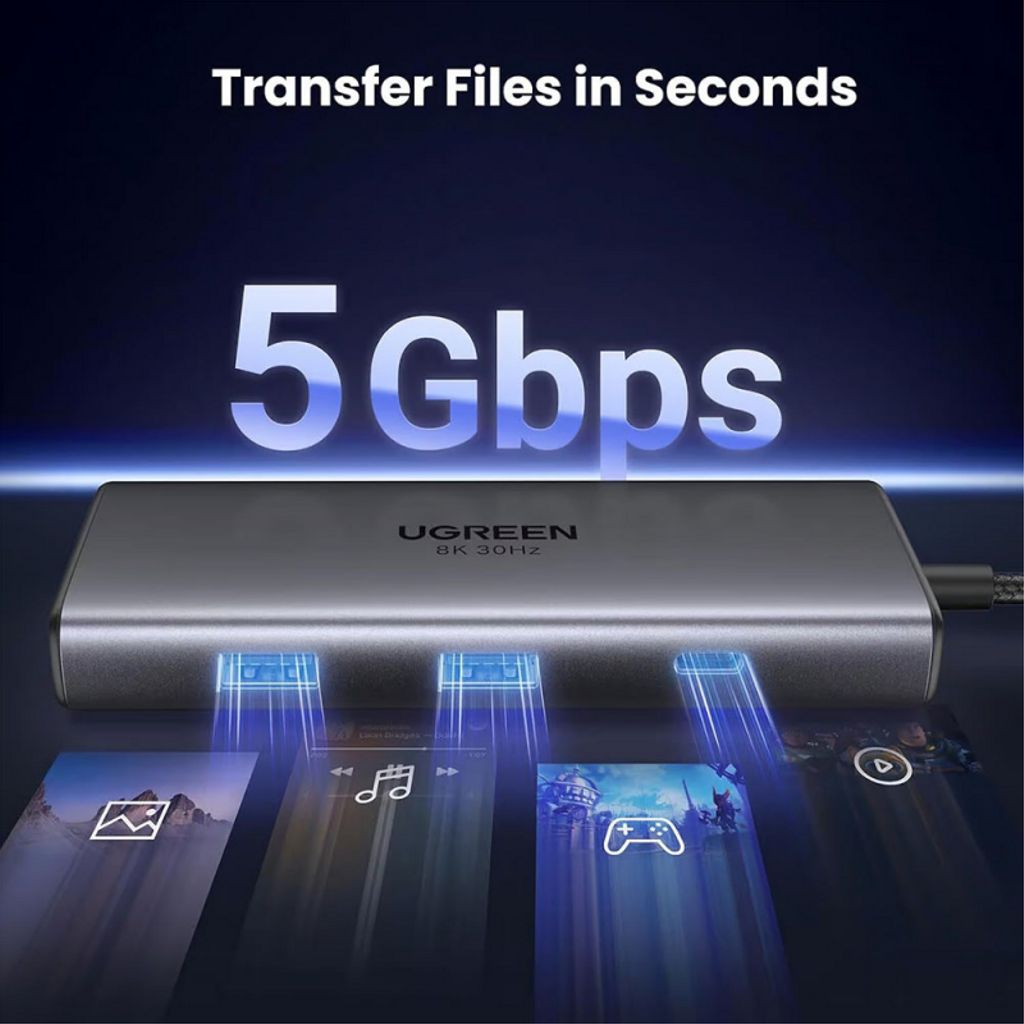 UGREEN USB-C-keskitin 2x USB-A/2x USB-C/2x HDMI - Harmaa