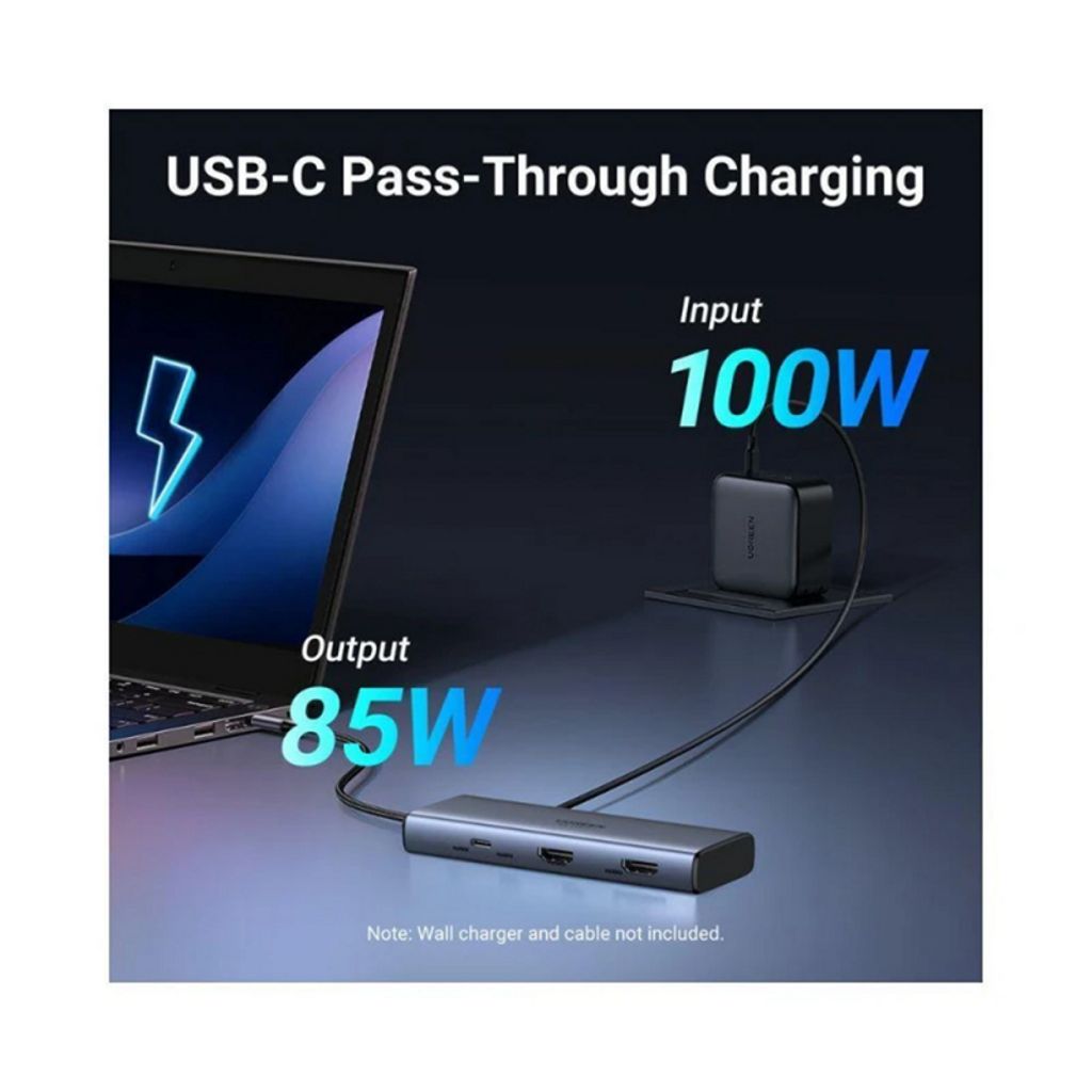 UGREEN USB-C-keskitin 2x USB-A/3x USB-C/2x HDMI - Harmaa