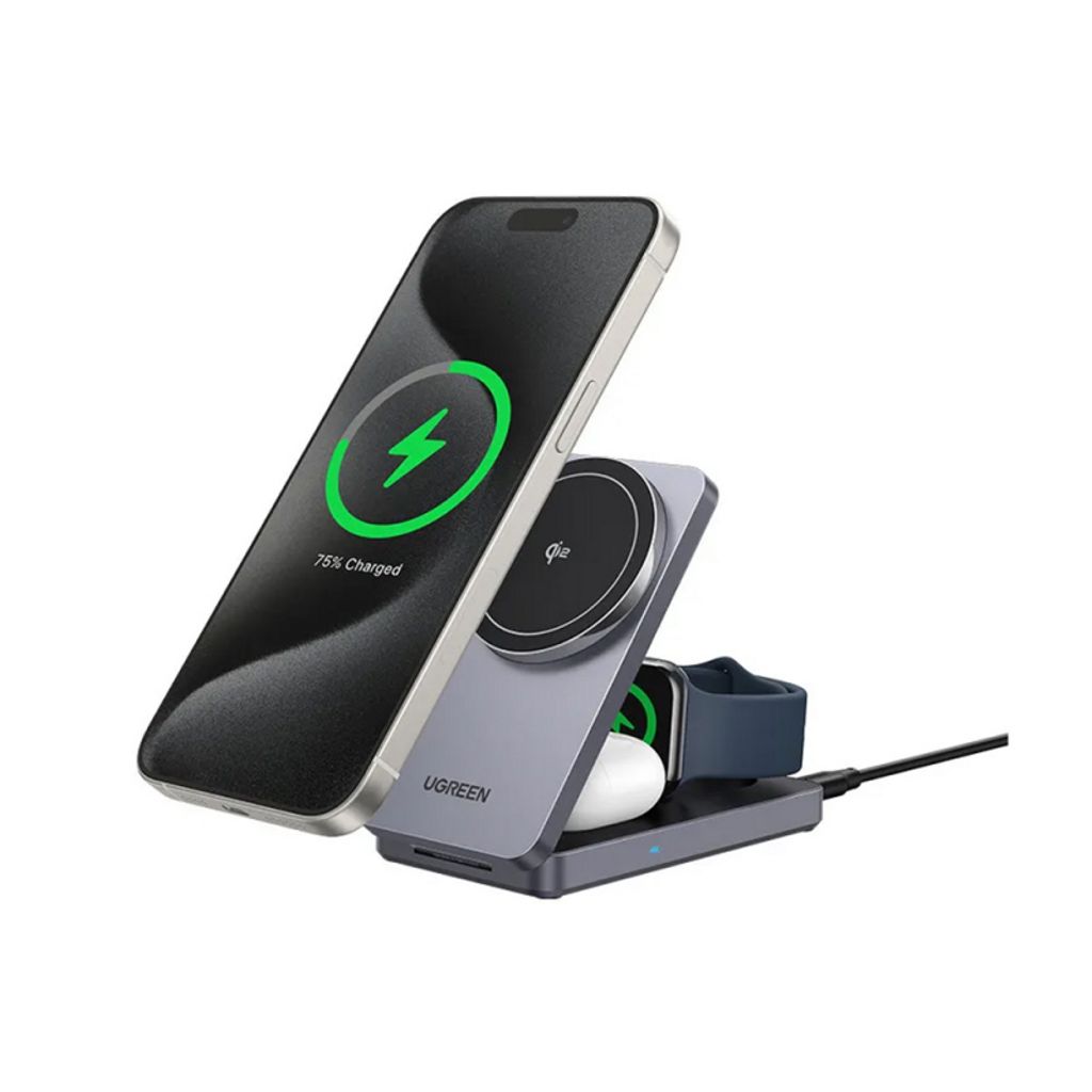 UGREEN W707 3-i-1 trådløs lader 25W – grå