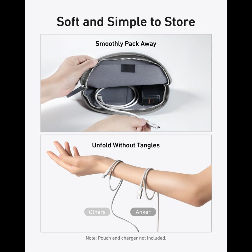 Anker USB-C til USB-C-kabel 240 W, 1,8 m – hvit