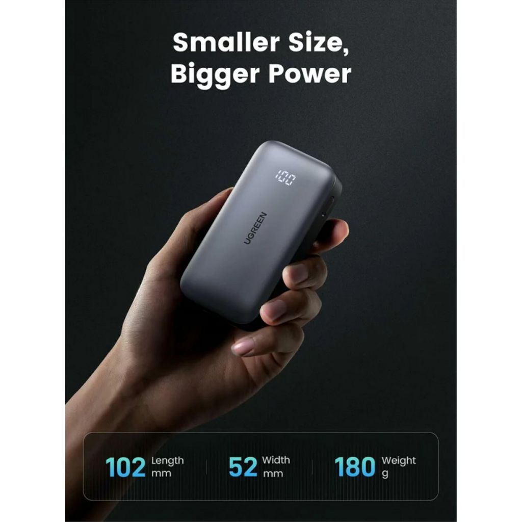 UGREEN PB502 powerbank 10000mAh – grå