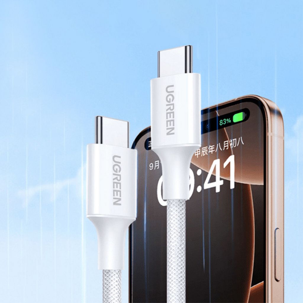 UGREEN L501 USB-C till USB-C kabel 60W, 3A, 2 m – grå