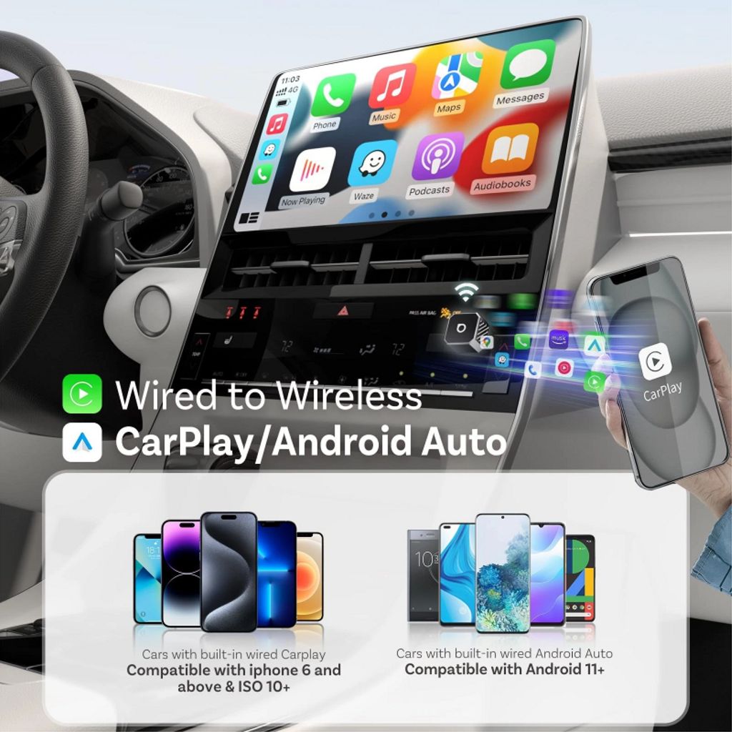 Ottocast Mini Cube trådlös CarPlay / Android Auto adapter