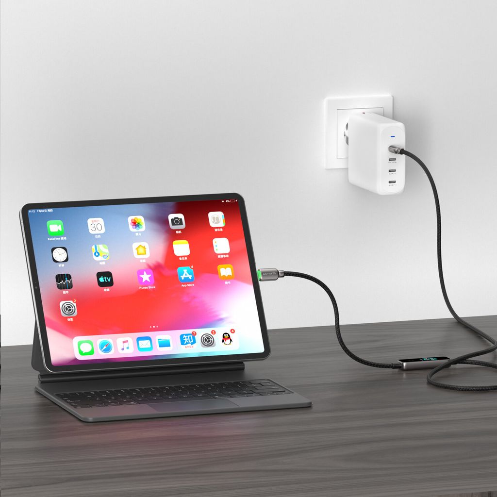 4Smarts ScreenCord USB-C ladekabel 240W, 1,2m - svart