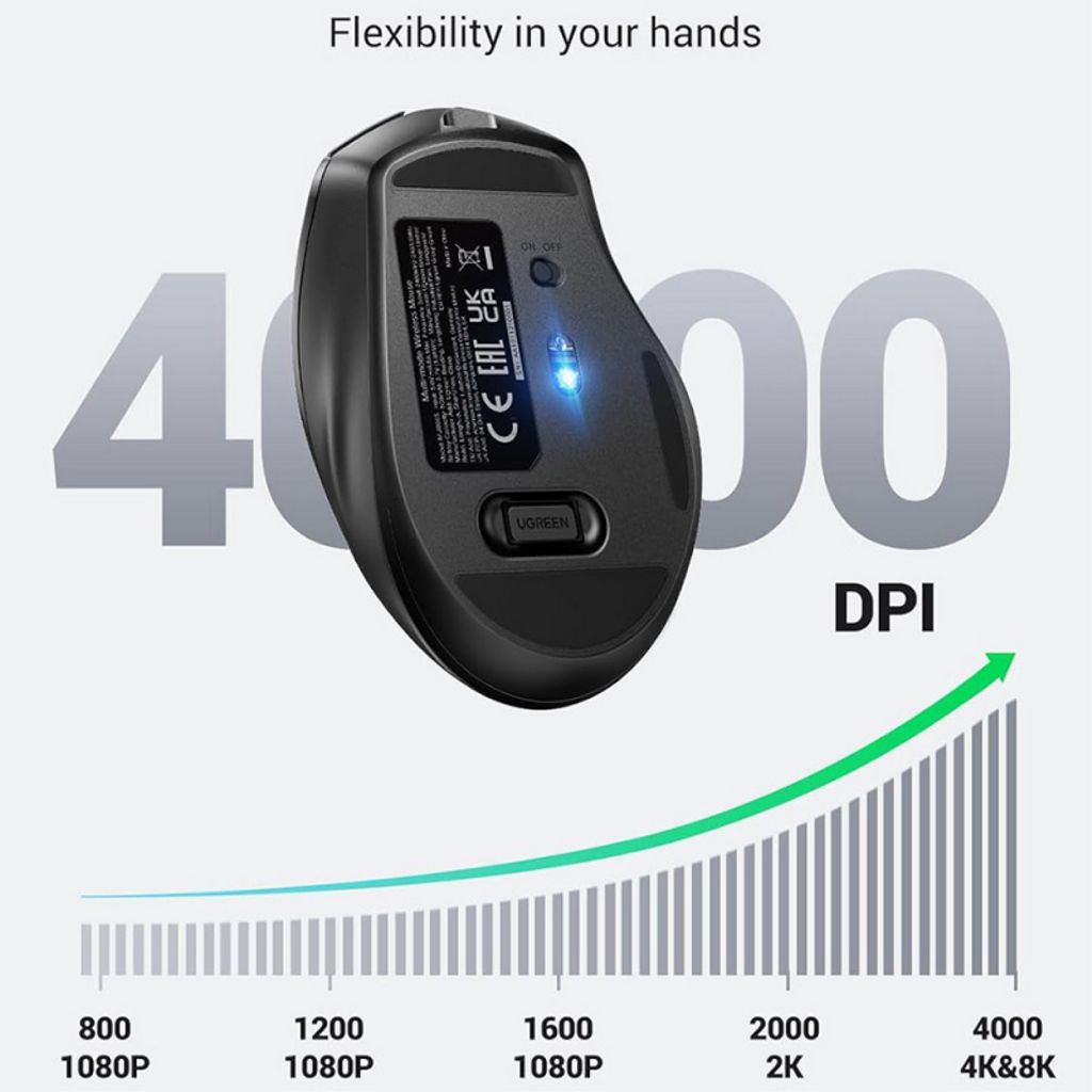 Ugreen MU006S trådløs mus Bluetooth/WiFi – grå