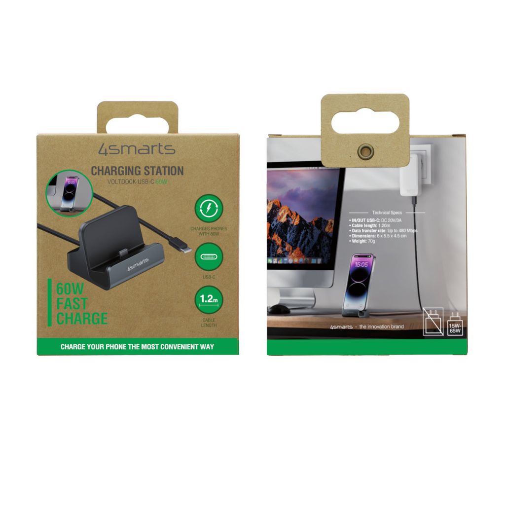 4Smarts VoltDock USB-C Charging Station 60W for Smartphones – Gray