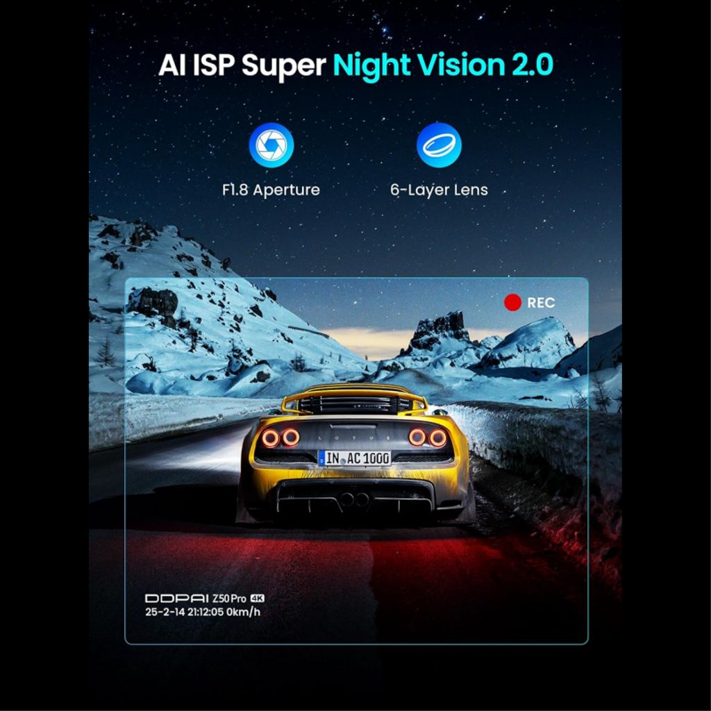 DDPAI Autokamera Z50 Pro Dual etu- ja takakameralla 4K – Musta