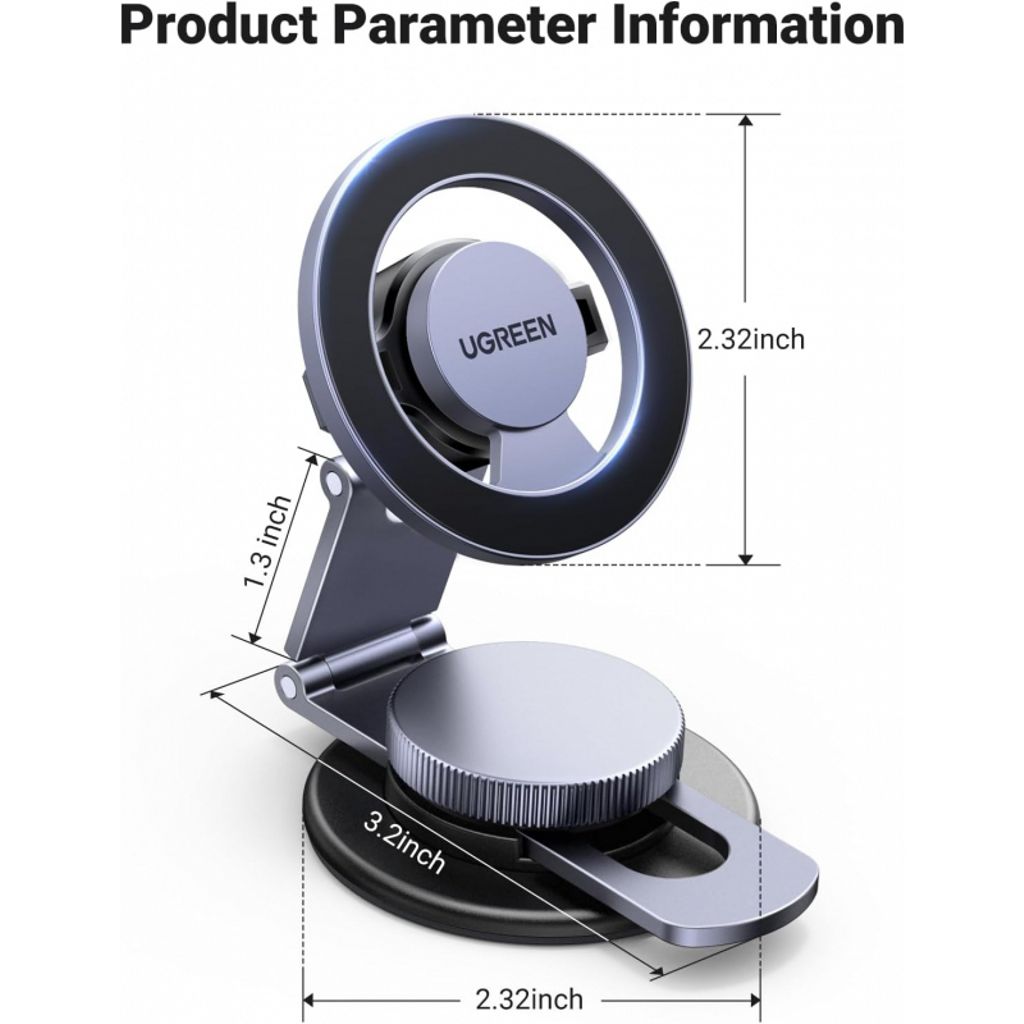 UGREEN LP865 Universal Magnetisk Bilholder til Dashboard – Sort