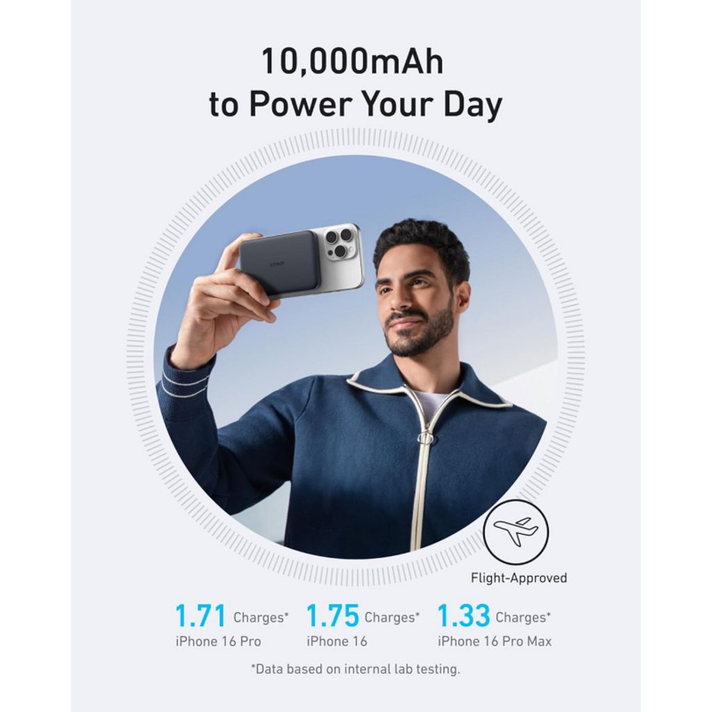 Anker MagGo Slim 10000 mAh Magnetisk Powerbank - 30W, Sort