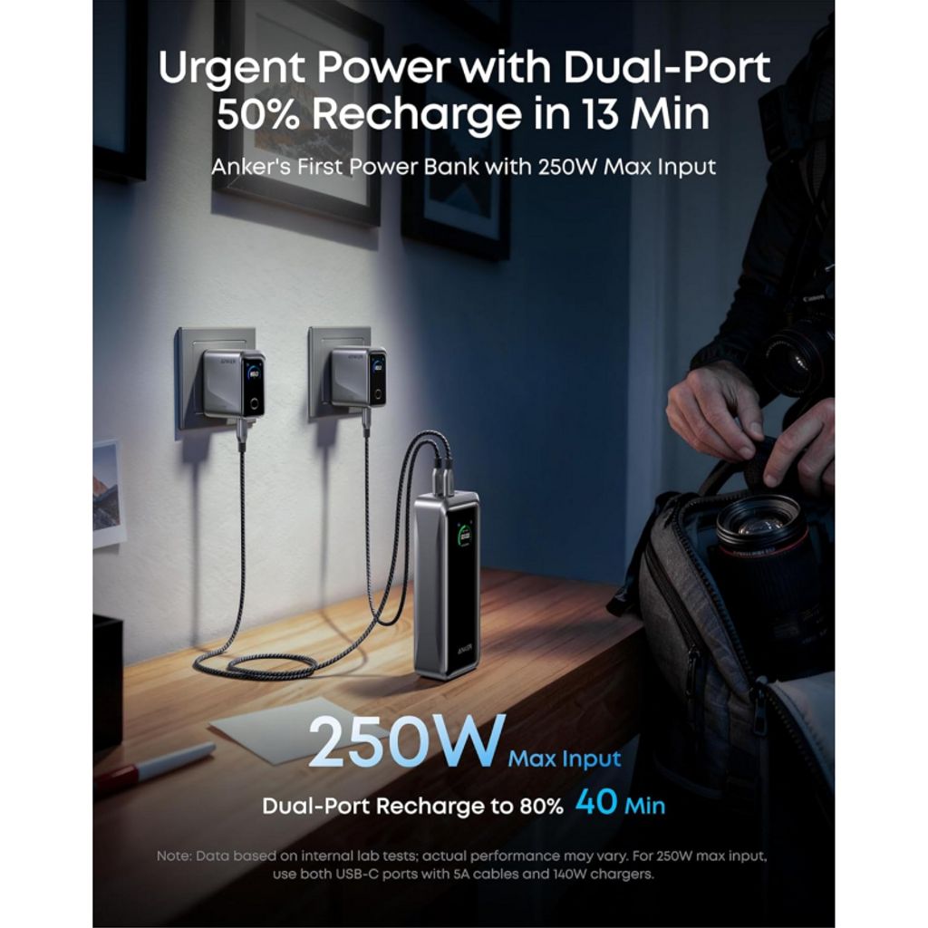 Anker Prime powerbank 26250mAh, 300W, QC + PD - svart