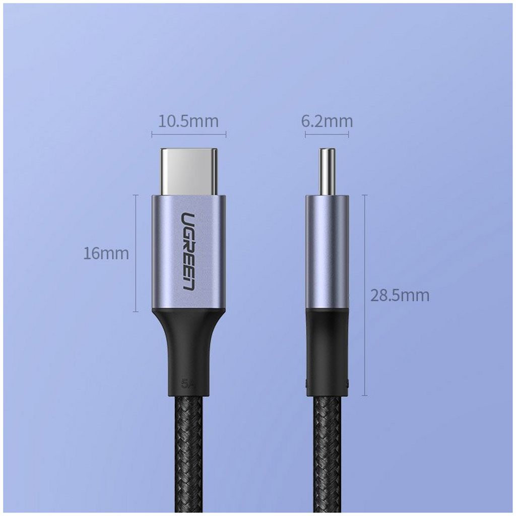 UGREEN US316 USB-C til USB-C kabel 100W – 1 m, grå