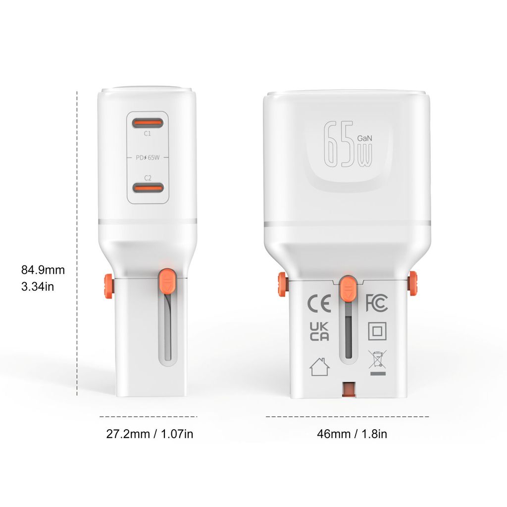 4Smarts Nomad Pocket GaN 65W Universal Rejseadapter - Hvid