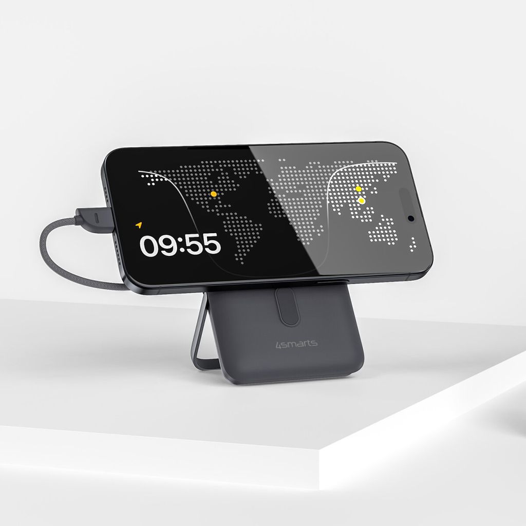 4smarts Trådlös Powerbank Enterprise Pocket 10000 mAh 22.5W – Rymdgrå