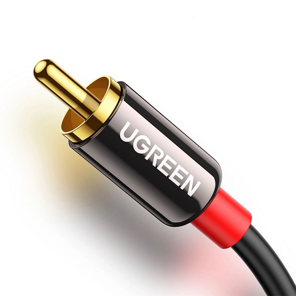 UGREEN AV116 3.5 mm till 2 x RCA ljudkabel, 1 m – svart