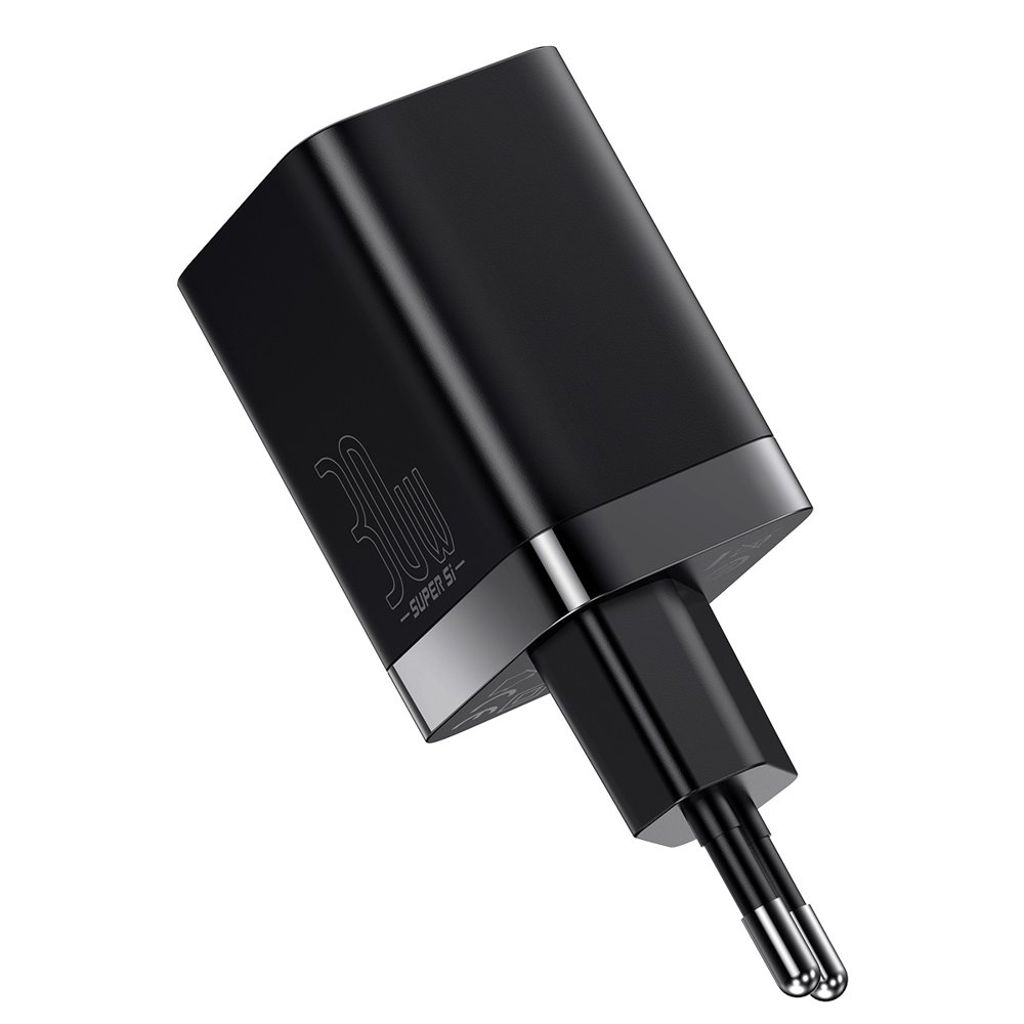 Baseus Super Si Pro hurtigoplader USB & USB-C 30W sort