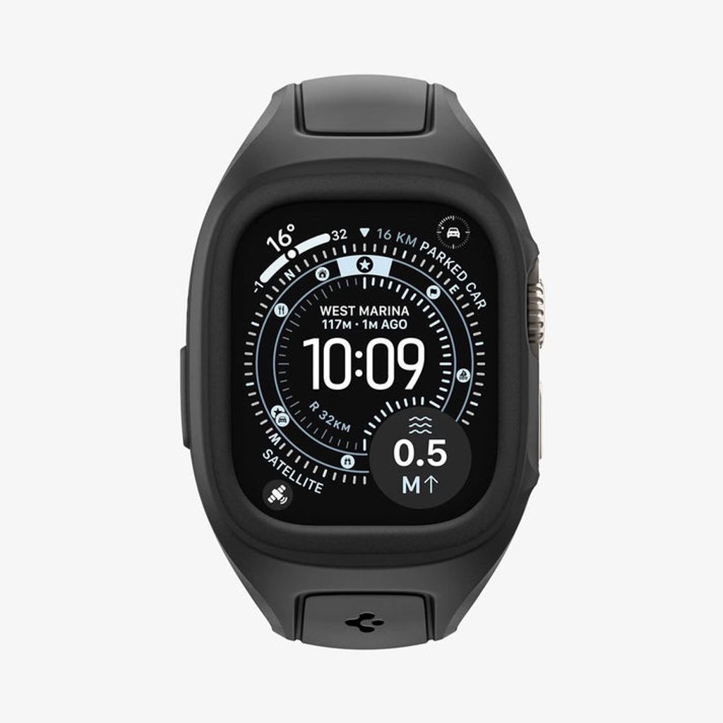 Spigen Apple Watch Ultra 4/3/2/1 49mm Kellonranneke & Kuori Liquid Air Pro - Musta