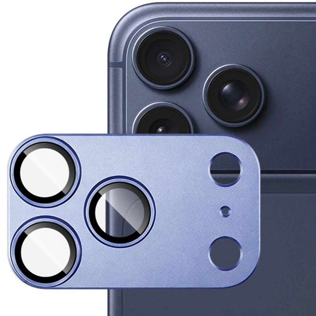 IMAK iPhone 18 Pro Max Linssinsuoja Karkaistusta Lasista ja Metallista - Sininen