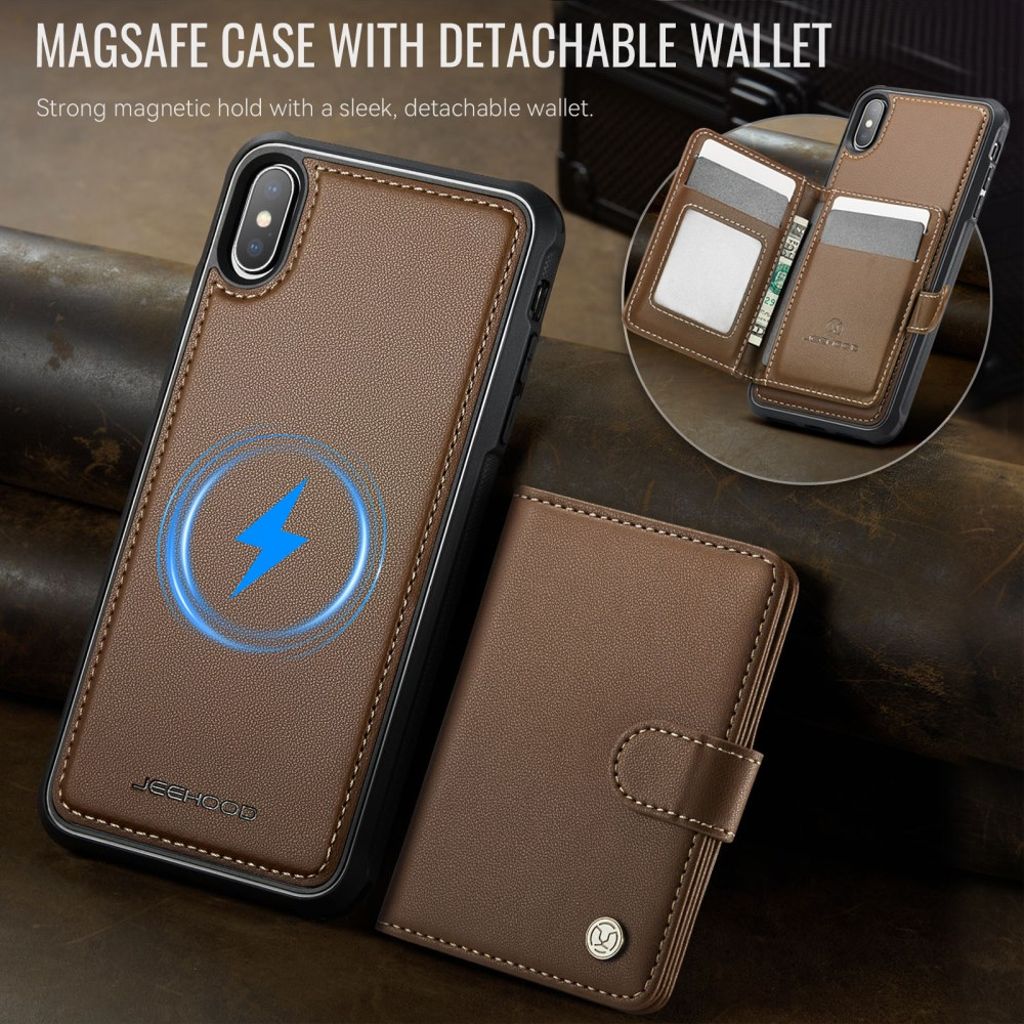 JEEHOOD iPhone XS Max Pungcover MagSafe RFID Kortholder – Brun