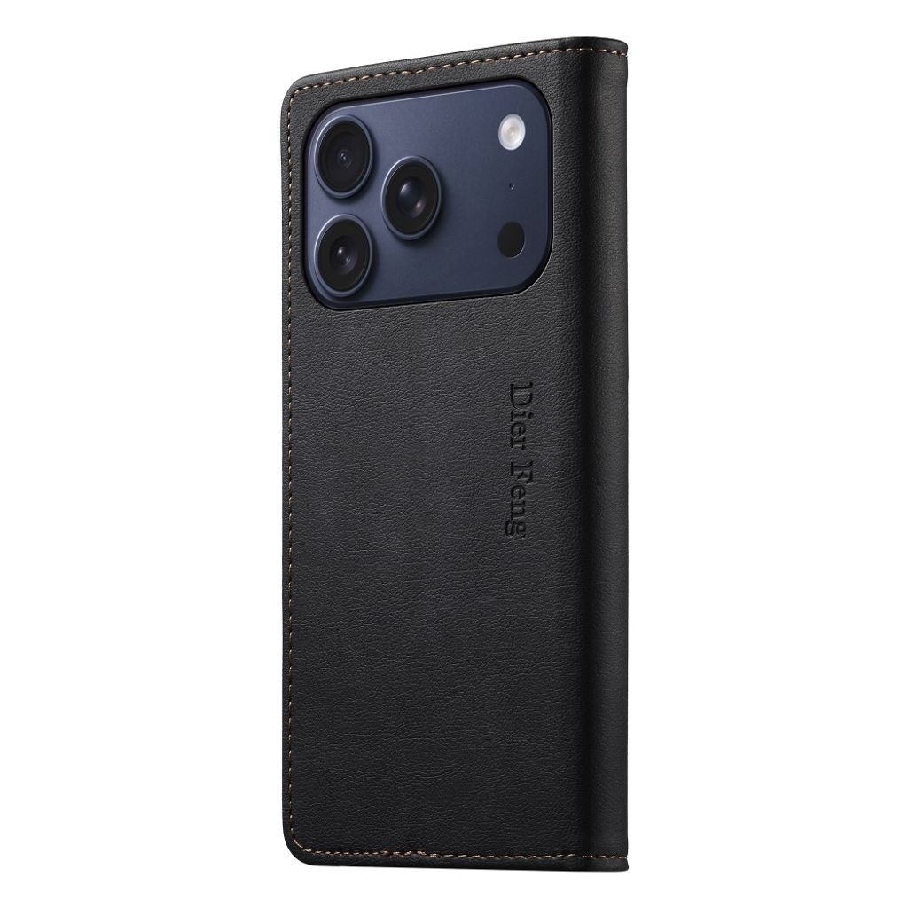 DIERFENG iPhone 18 Pro/17 Pro Lommeboketui RFID-blokkerende - Svart