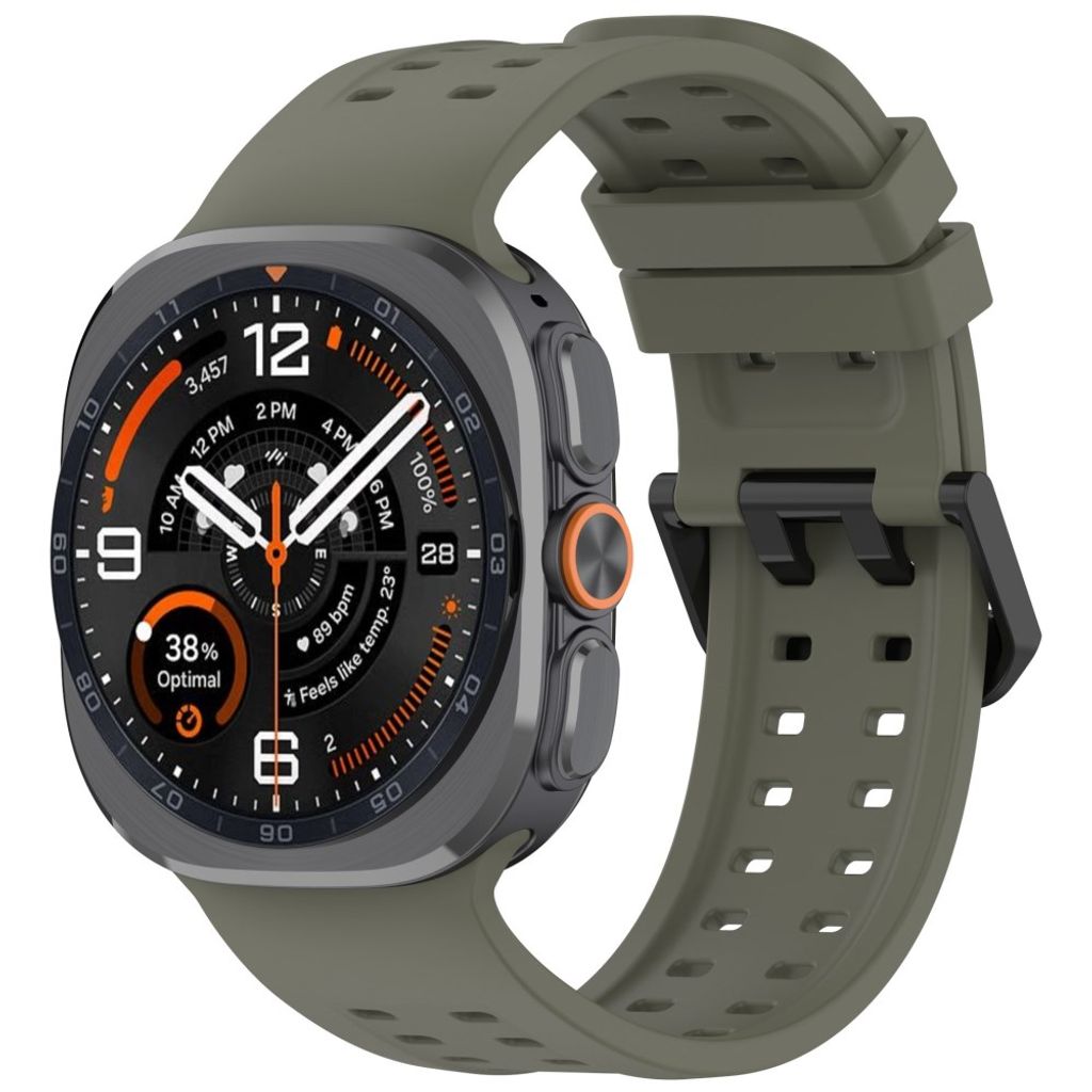 Samsung Galaxy Watch Ultra/Ultra2 silikon klokkerem med dobbeltstiftspenne - Mørkegrønn