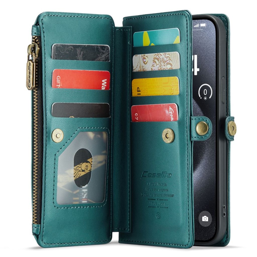 CASEME iPhone 15 Pro Max Cover with 10 Card Slots - Green