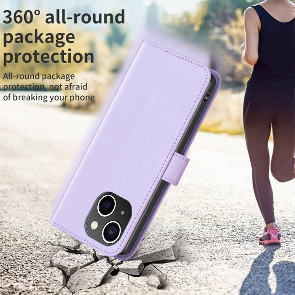 BINFEN COLOR iPhone 14 Plus Lommeboketui Stativ PU-lær – Lilla