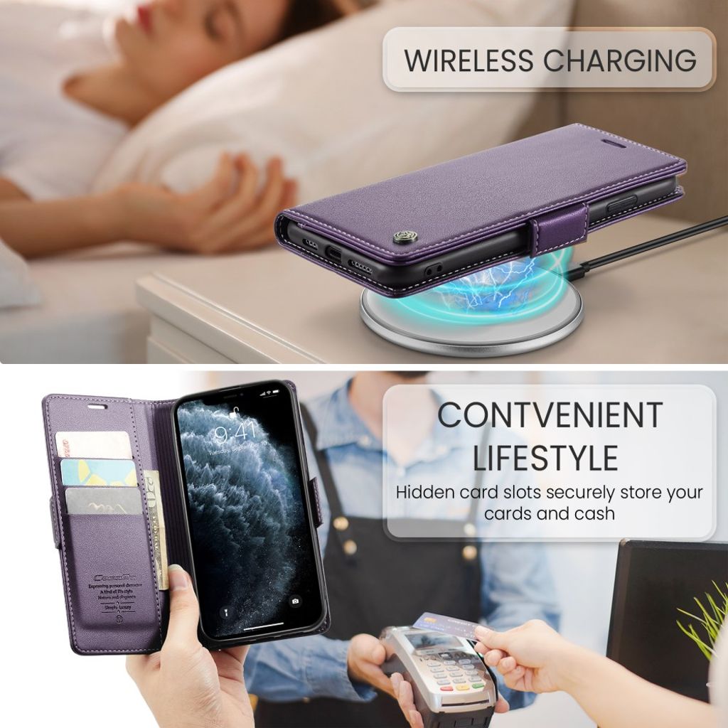 CASEME iPhone 11 Pro Max Plånboksfodral RFID-blockerande – Lila
