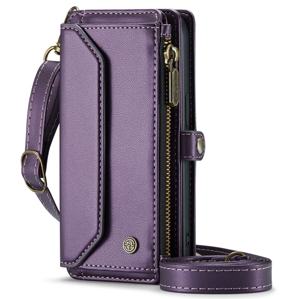 CASEME C36 Wallet Cover with Zipper for iPhone 16 Pro Max – Purple