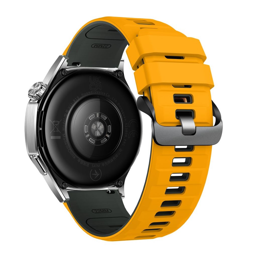 Huawei Watch GT5/GT5 Pro/Galaxy Watch3 jne. Silikoninen kellonranneke – Keltainen/Harmaa